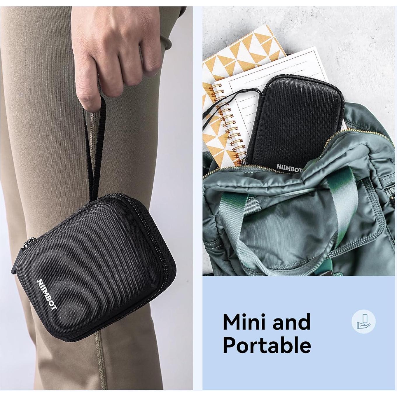 NIIMBOT Mini Case Compatible D11/D110 Upgraded Version Label Maker for Labeler Storage Holder Tape Paper Roll & USB Cable (Box Only), Black