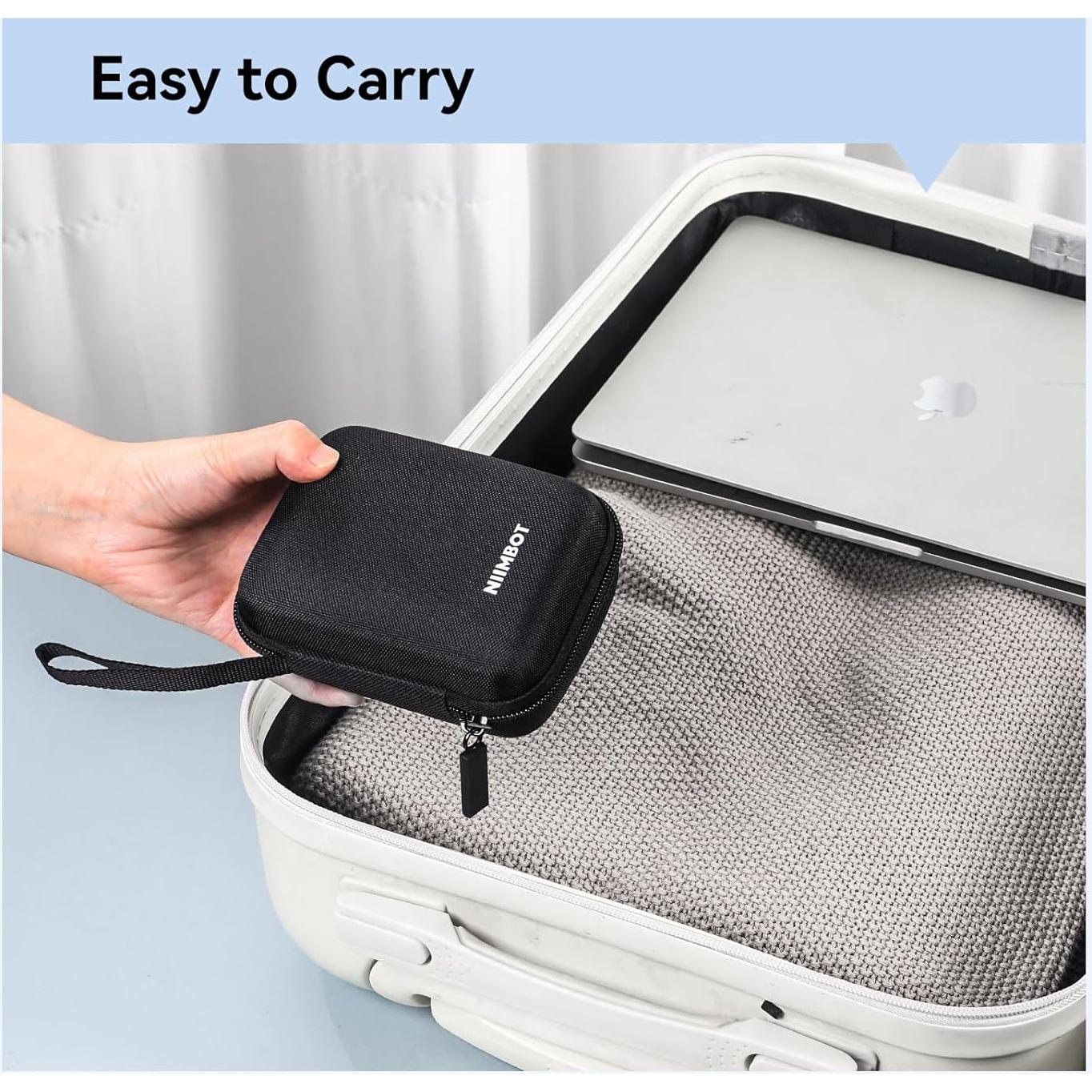 NIIMBOT Mini Case Compatible D11/D110 Upgraded Version Label Maker for Labeler Storage Holder Tape Paper Roll & USB Cable (Box Only), Black