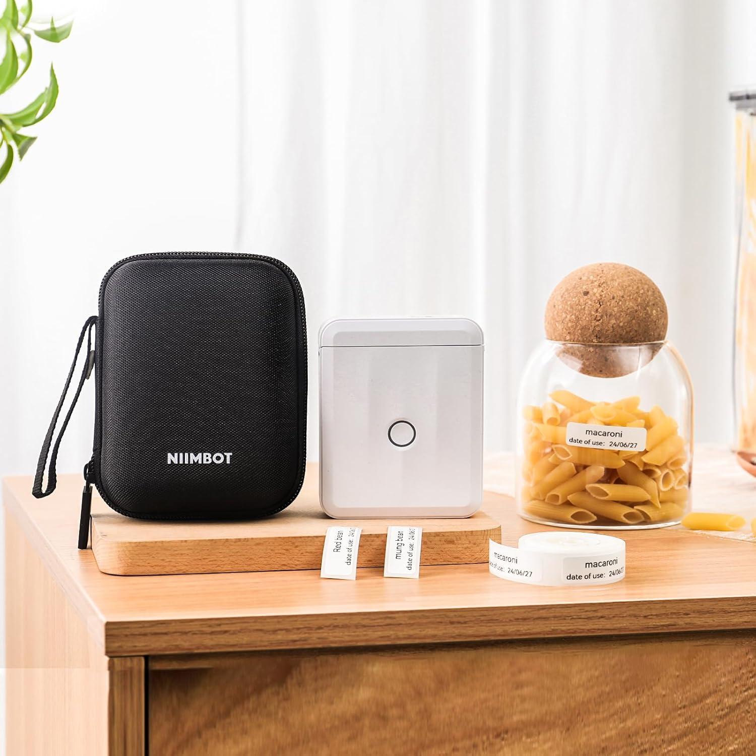 NIIMBOT Mini Case Compatible D11/D110 Upgraded Version Label Maker for Labeler Storage Holder Tape Paper Roll & USB Cable (Box Only), Black