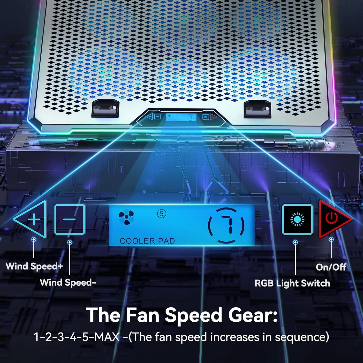 Enfriador de Laptop Gaming KYOLLY RGB 6 Ventiladores 42x28cm