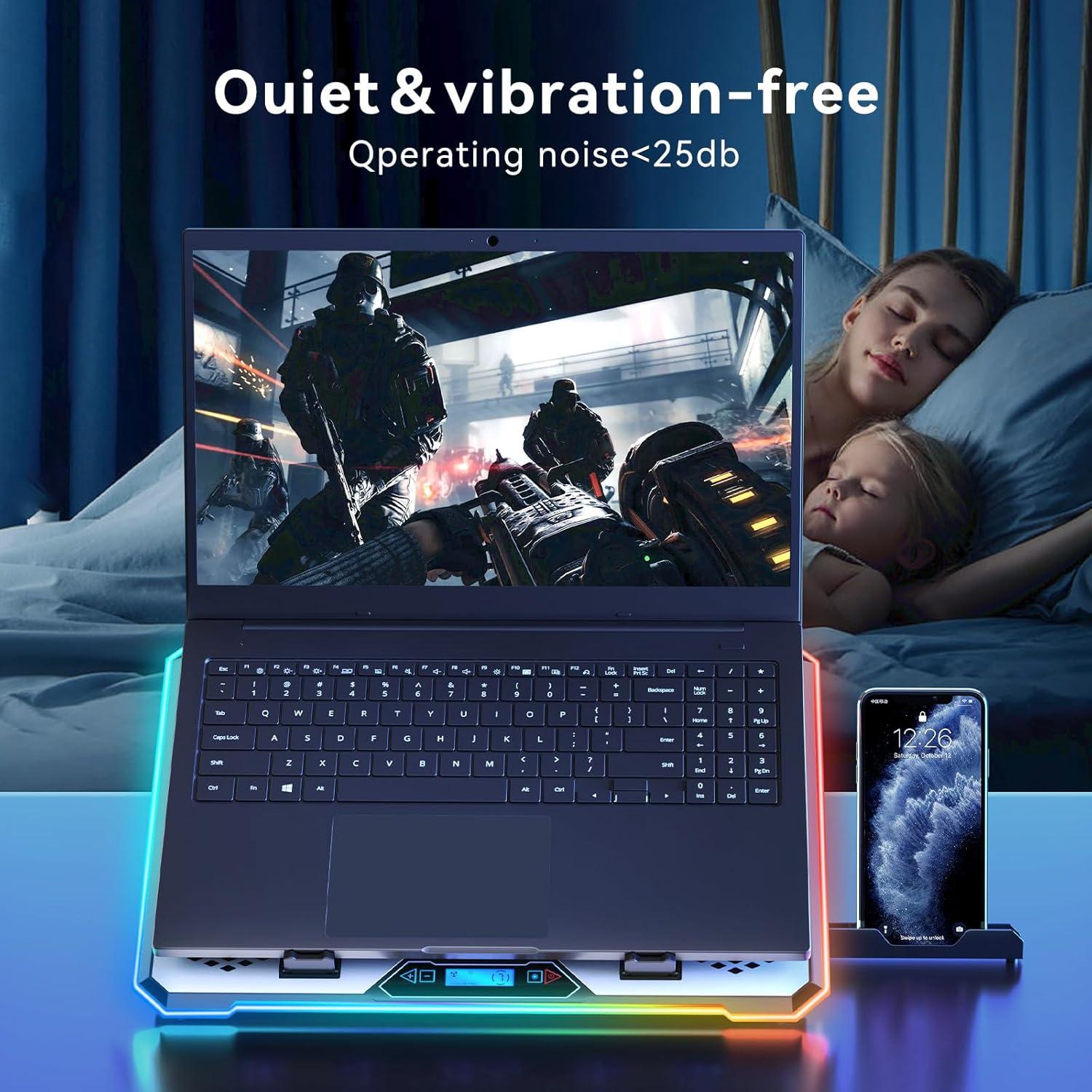 Enfriador de Laptop Gaming KYOLLY RGB 6 Ventiladores 42x28cm