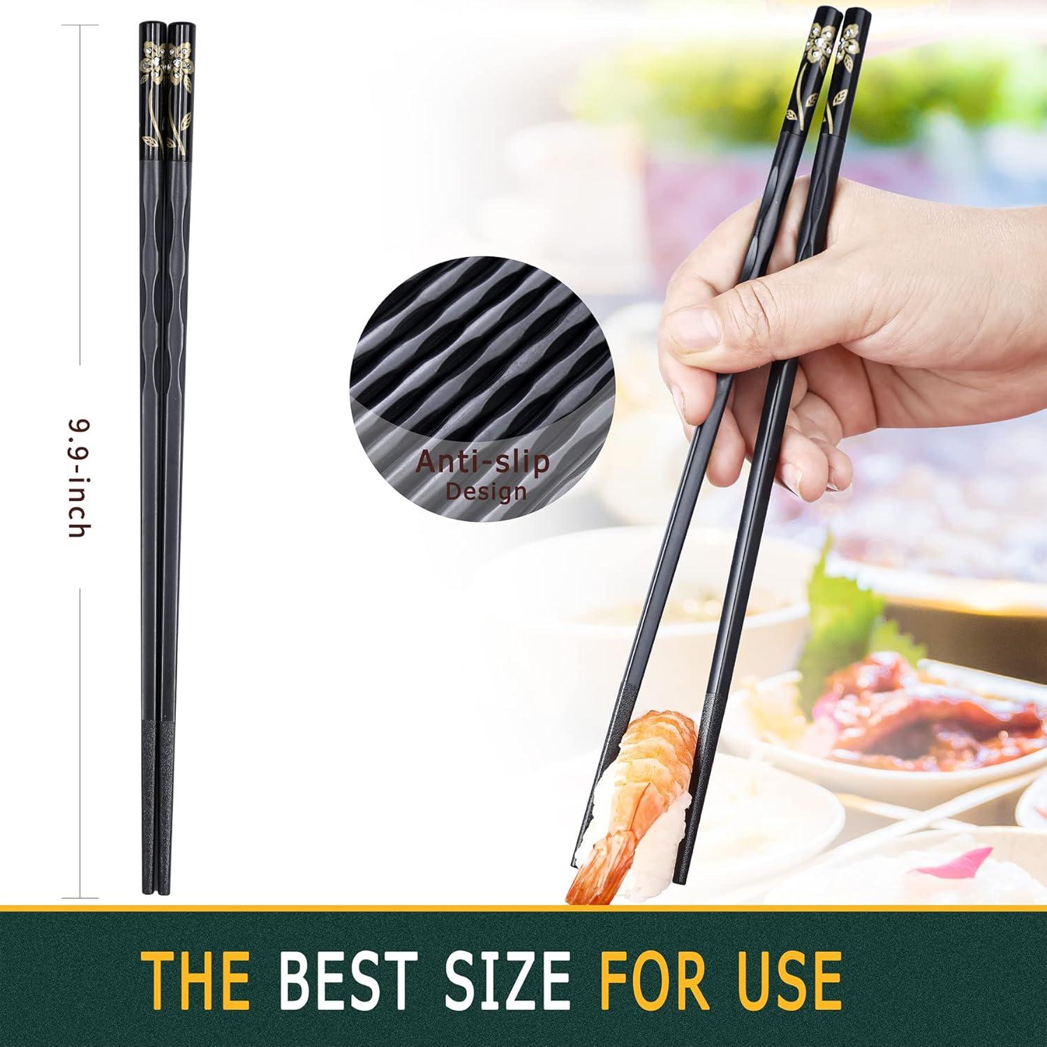 Palillos de Fibra de Vidrio HuaLan - Set de 5 Pares 25 cm Negro