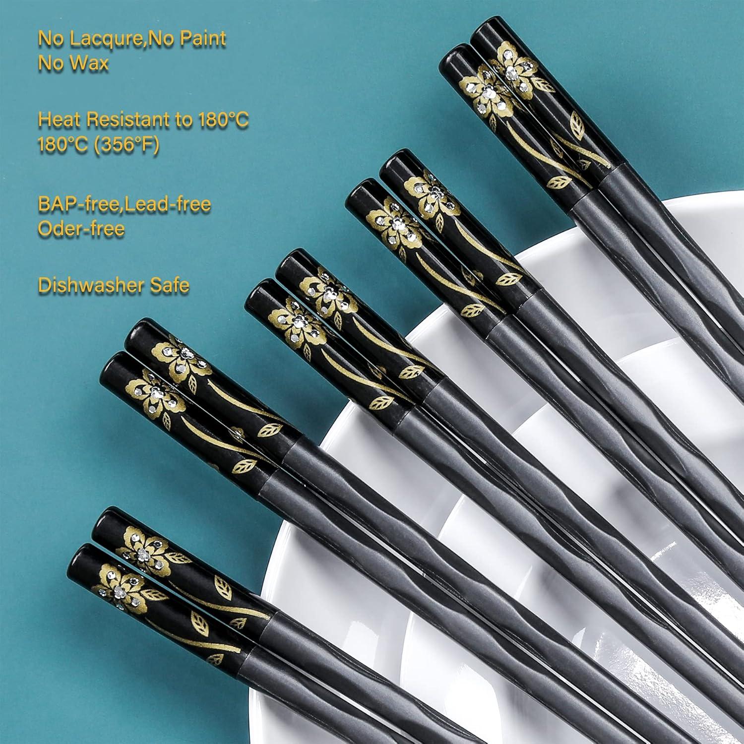 Palillos de Fibra de Vidrio HuaLan - Set de 5 Pares 25 cm Negro