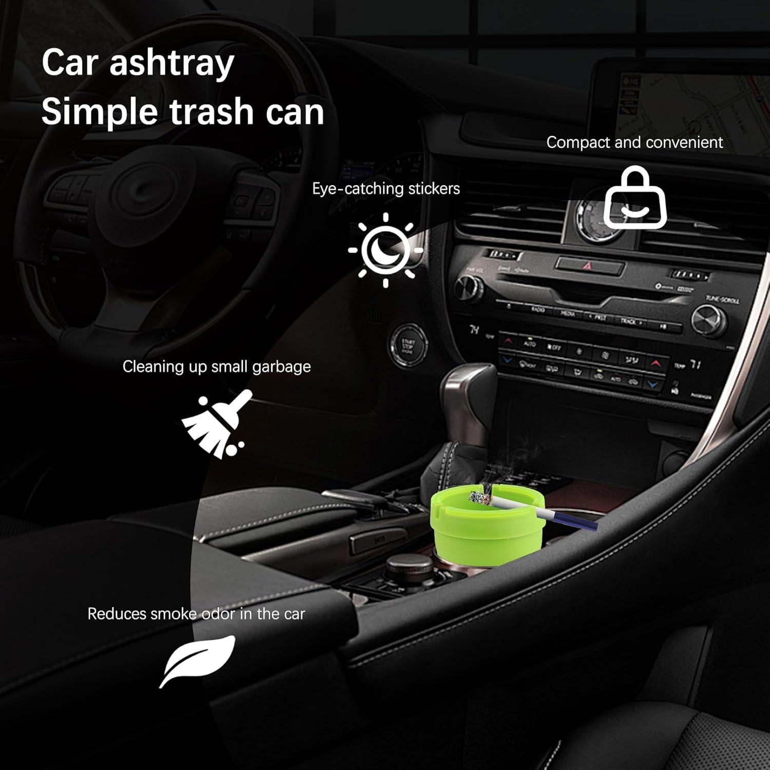 Cenicero Sin Humo OFBAND para Coche Verde, Portátil y Multifuncional