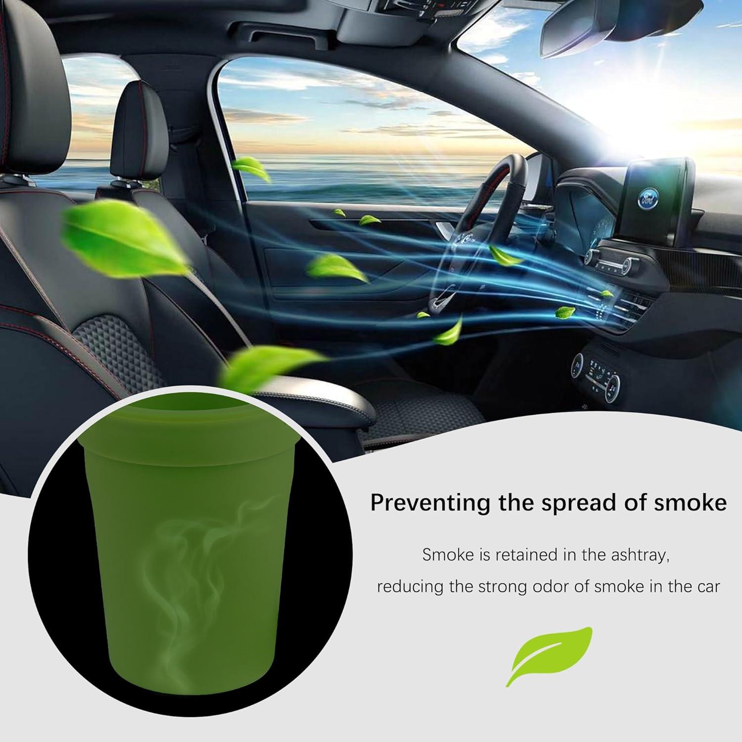 Cenicero Sin Humo OFBAND para Coche Verde, Portátil y Multifuncional