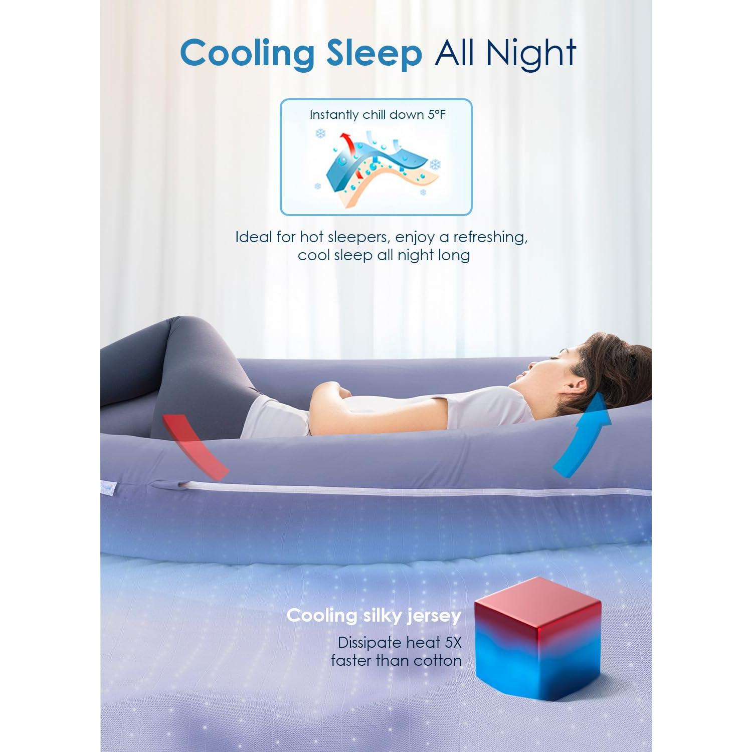 Almohada de Embarazo Queen Rose 139.7 cm con Funda de Seda Azul