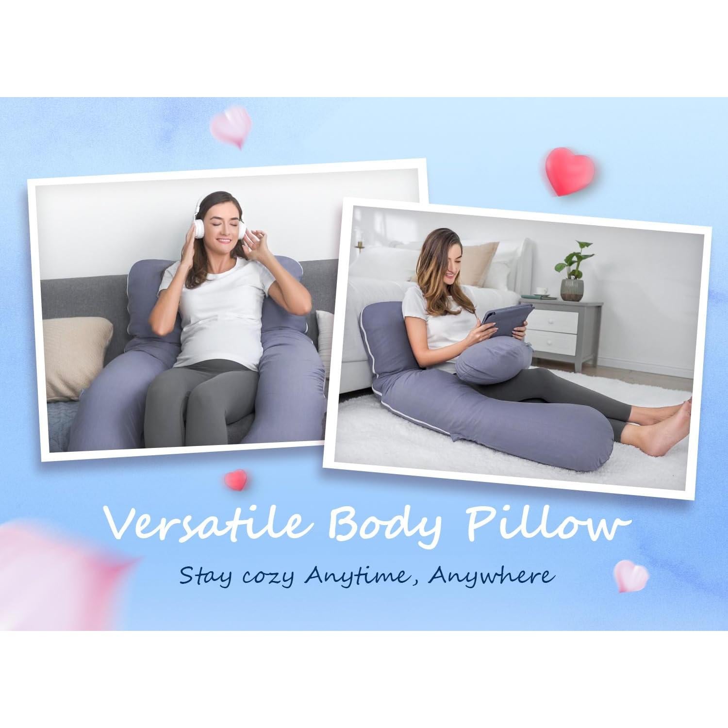 Almohada de Embarazo Queen Rose 139.7 cm con Funda de Seda Azul