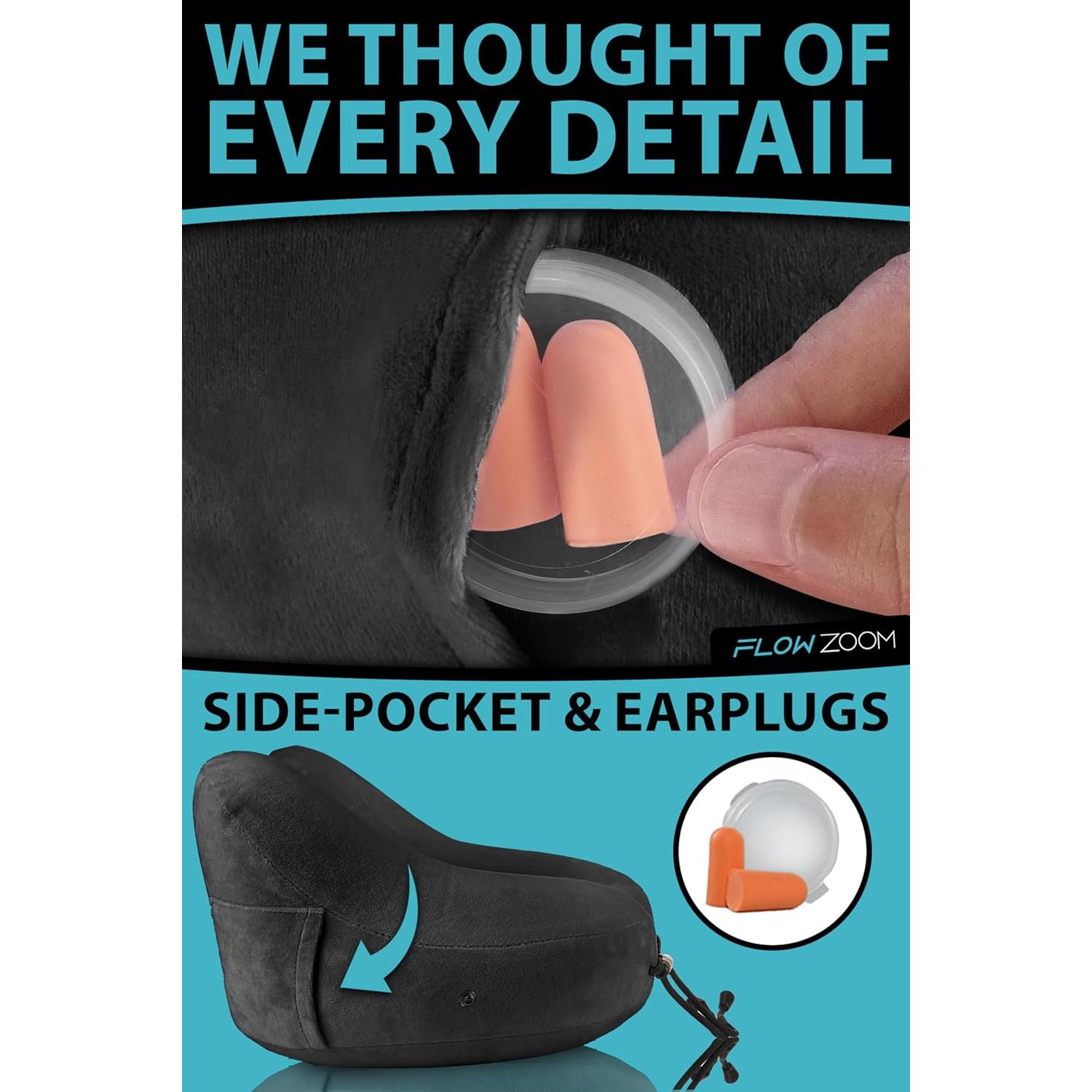 Almohada Inflable para el Cuello FLOWZOOM AIR L - Negro