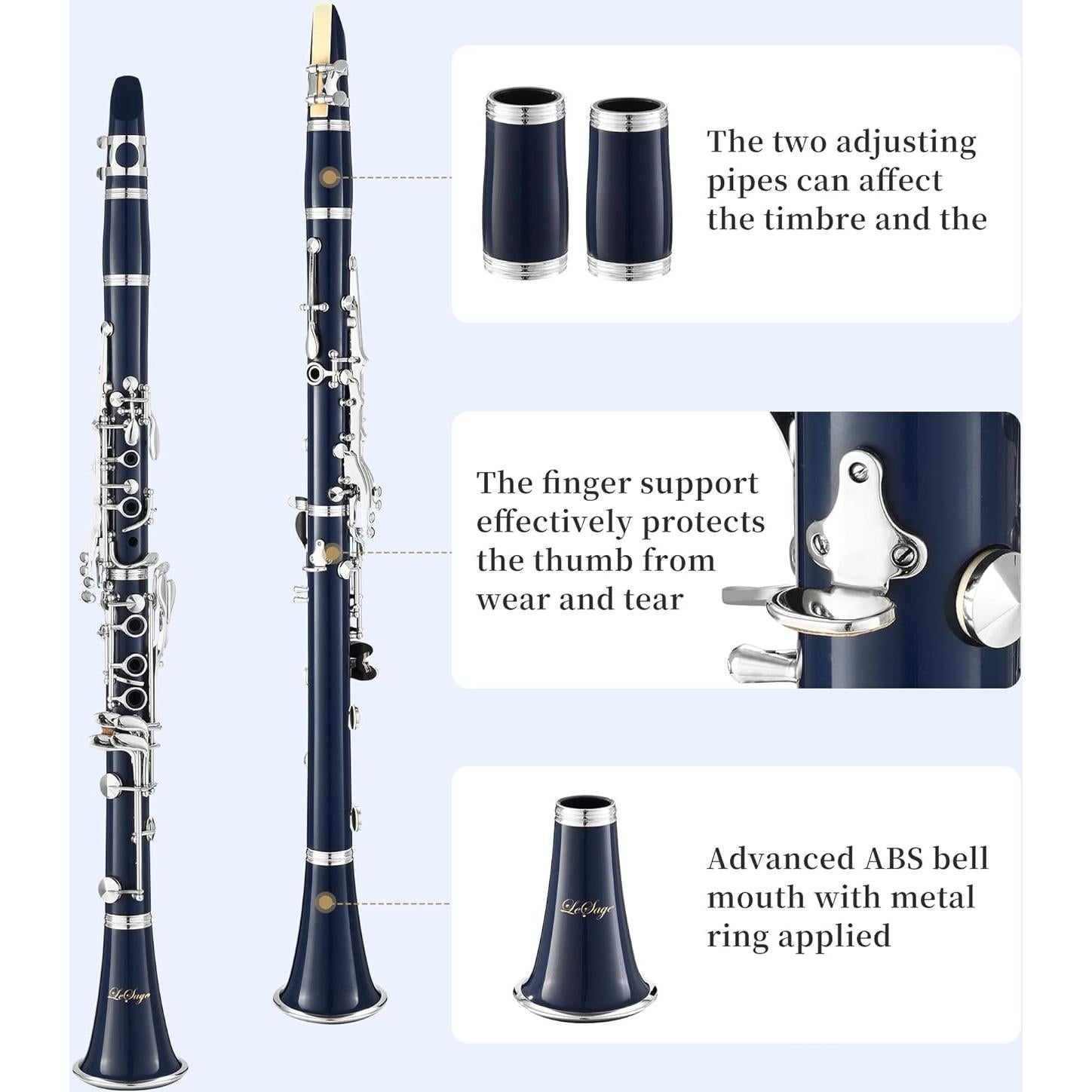 Clarinete LeSage CLA-BU para Estudiantes en Si Bemol