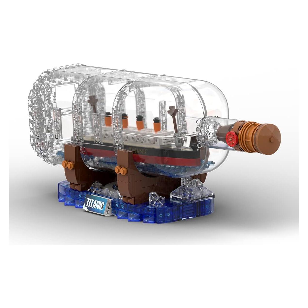 dOvOb Titanic Ship in a Bottle Building Blocks Set, Creative Collectible Display Model Set, Great Idea Gift Toy for Adults and Kids(878 PCS)