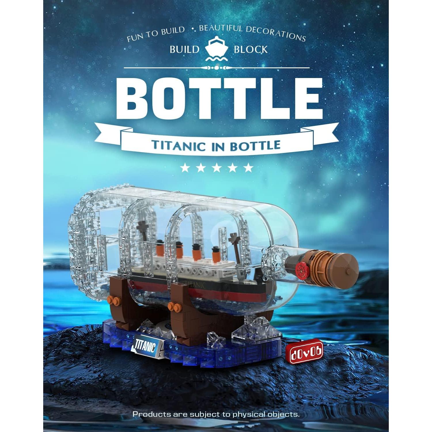 dOvOb Titanic Ship in a Bottle Building Blocks Set, Creative Collectible Display Model Set, Great Idea Gift Toy for Adults and Kids(878 PCS)