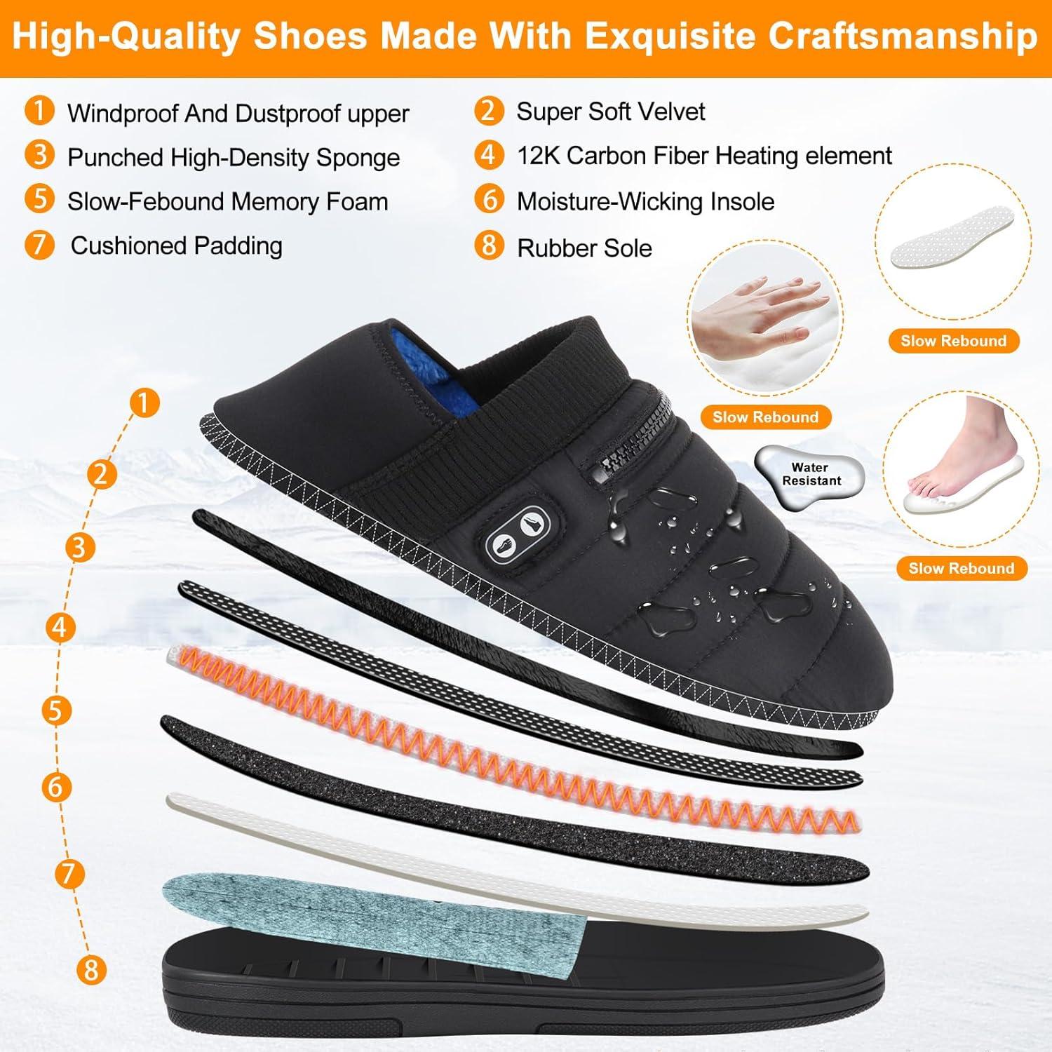 Pantuflas Calentadas BIAL 7.4V Unisex Recargables Negro/Azul