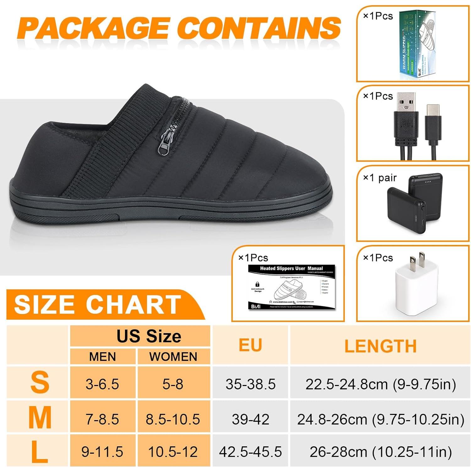 Pantuflas Calentadas BIAL 7.4V Unisex Recargables Negro/Azul