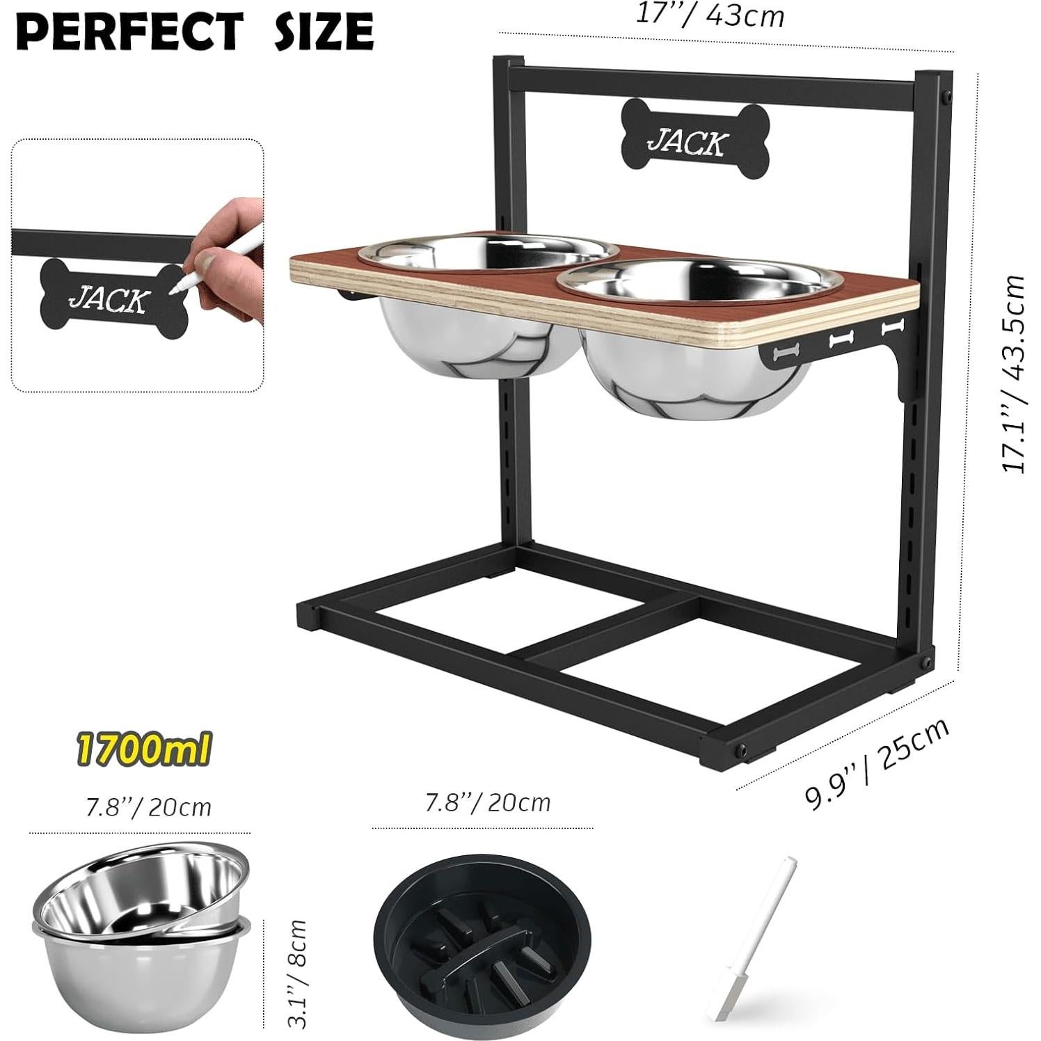 Cuencos Elevados para Perros ADENGL - Ajustable 9 Alturas 1.7L