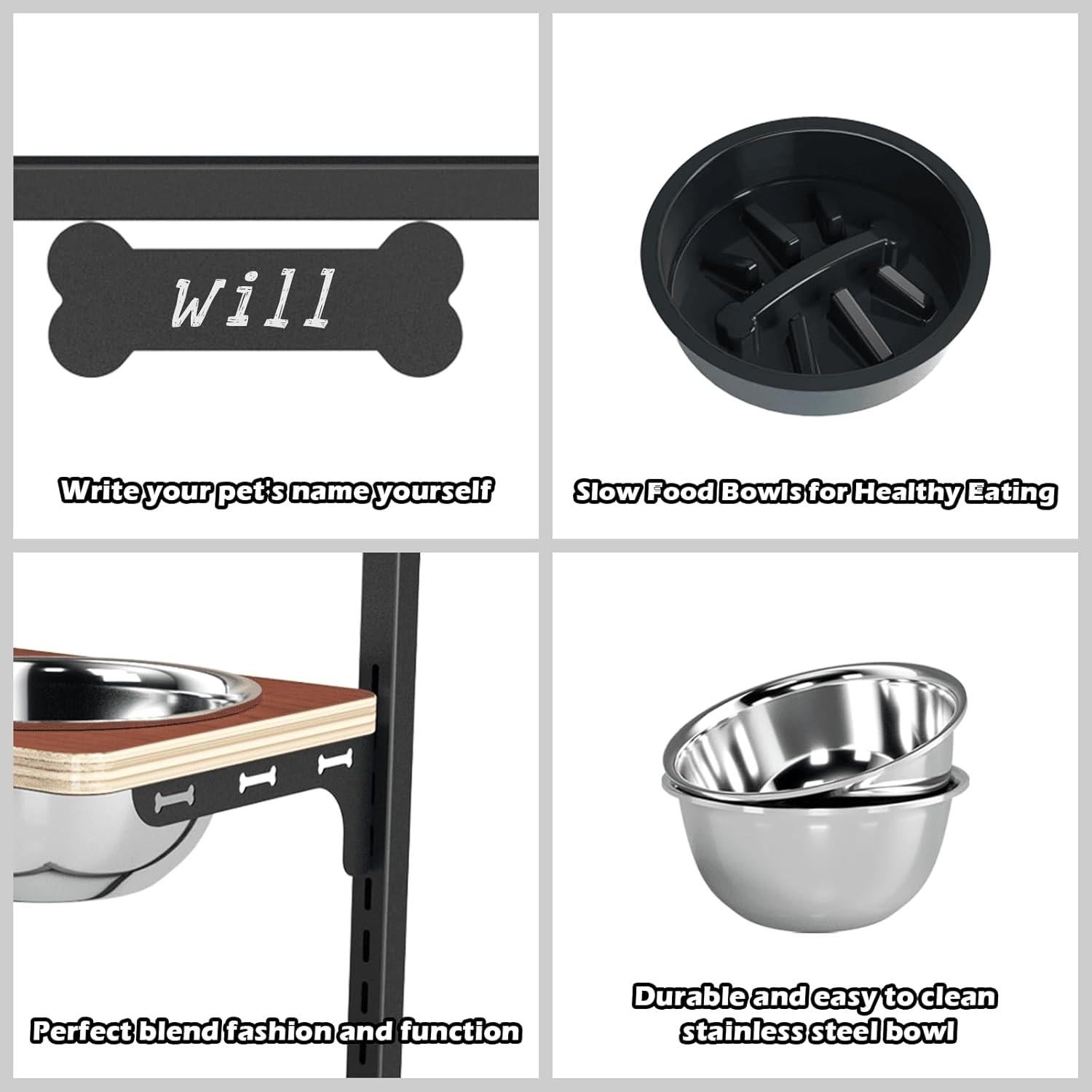 Cuencos Elevados para Perros ADENGL - Ajustable 9 Alturas 1.7L