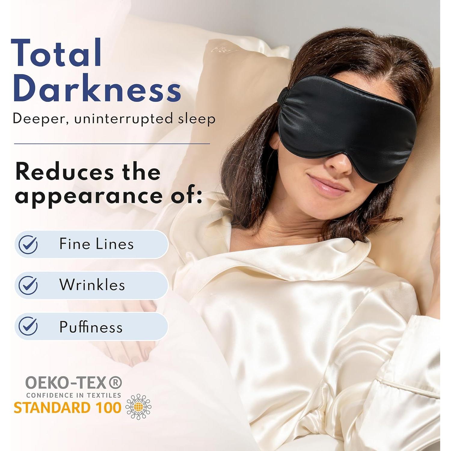 Máscara de Sueño de Seda Blissy Negra - 100% Seda de Morera 22 Momme