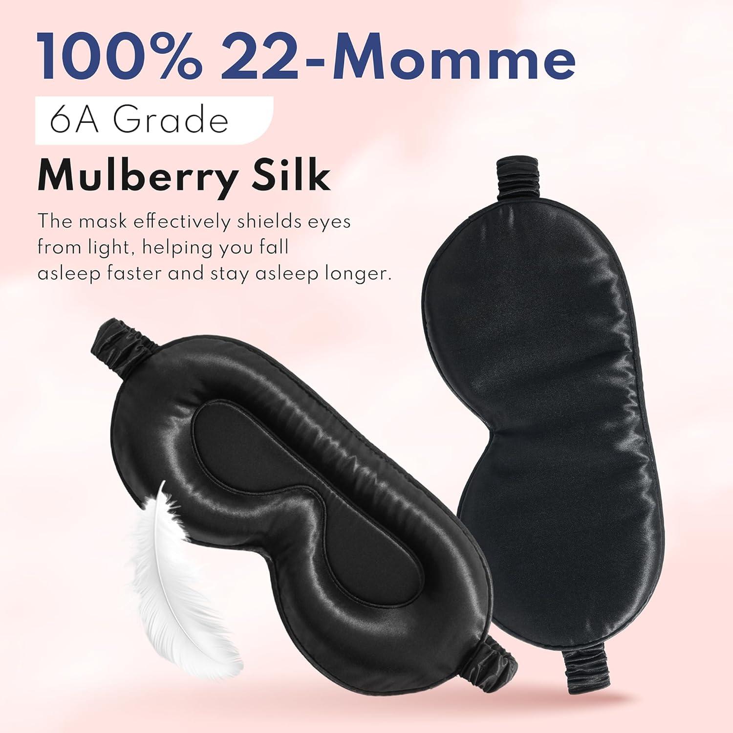 Máscara de Sueño de Seda Blissy Negra - 100% Seda de Morera 22 Momme