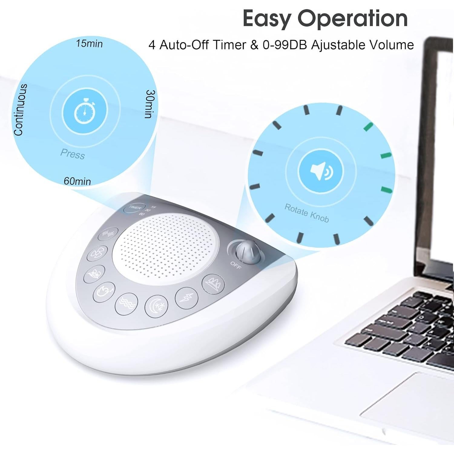 Máquina de Ruido Blanco Mesqool con 24 Sonidos Relajantes