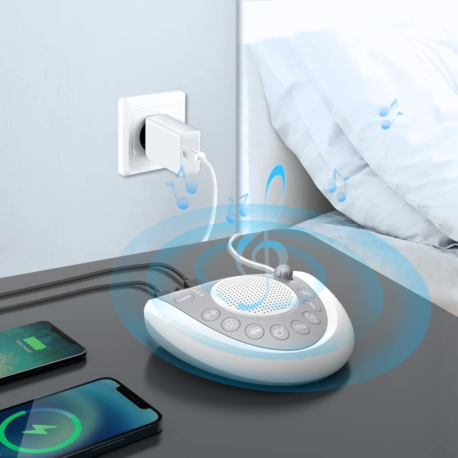 Máquina de Ruido Blanco Mesqool con 24 Sonidos Relajantes