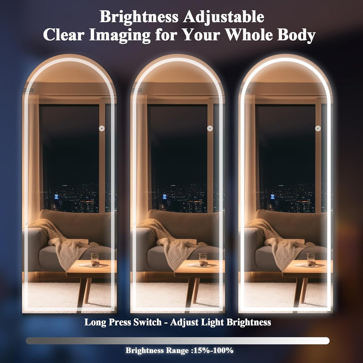 Espejo LED Arqueado VETROVUE 142x51 cm con Luz Táctil