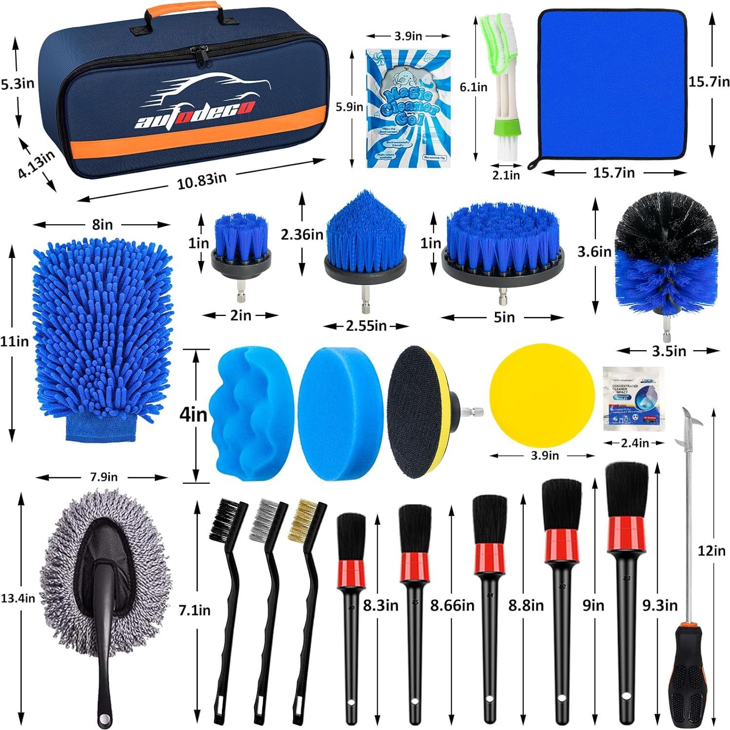 Kit de Detallado de Autos 30Pcs AUTODECO - Limpieza Interior y Exterior