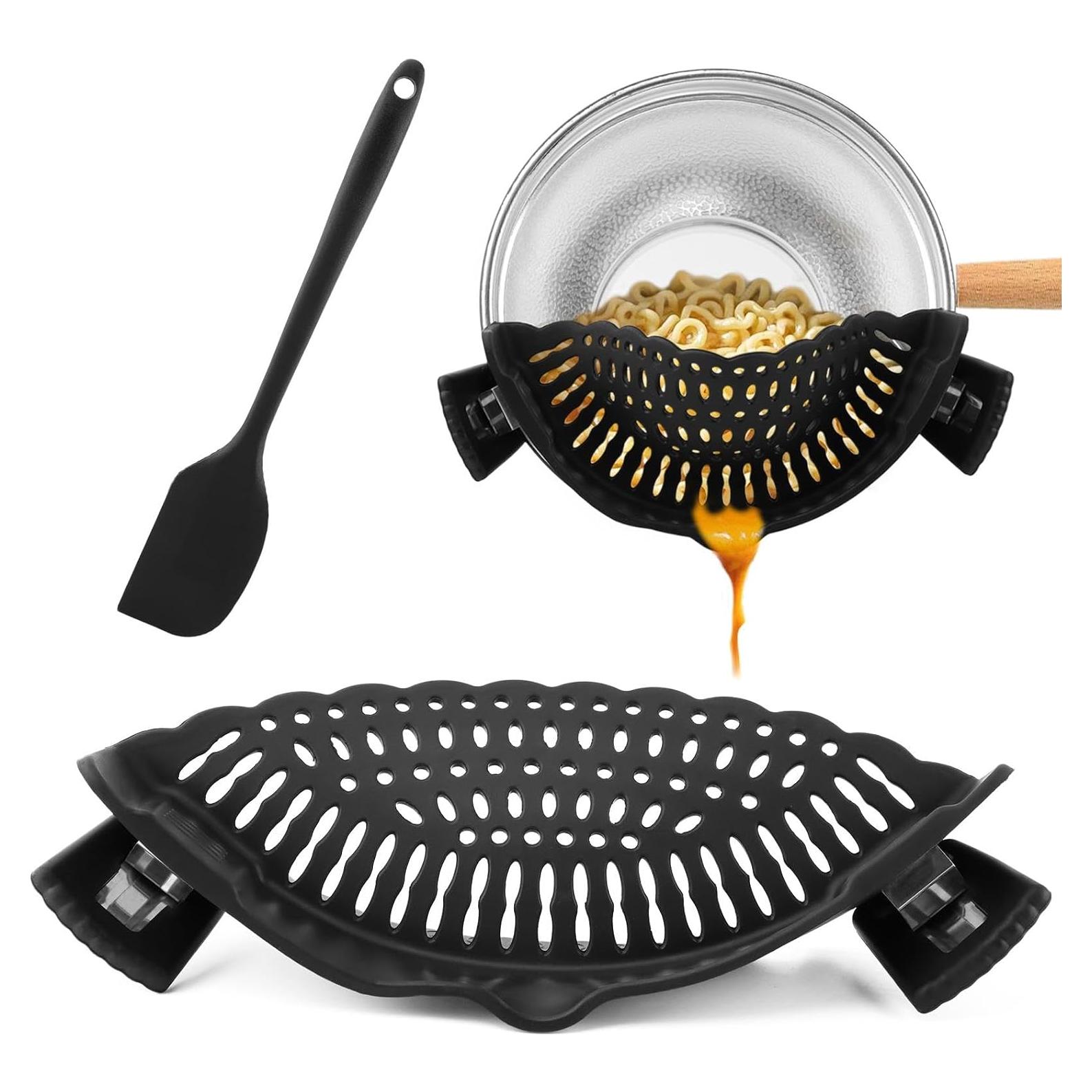 Colador de Silicona Clip On Velarionna con Raspador - Negro