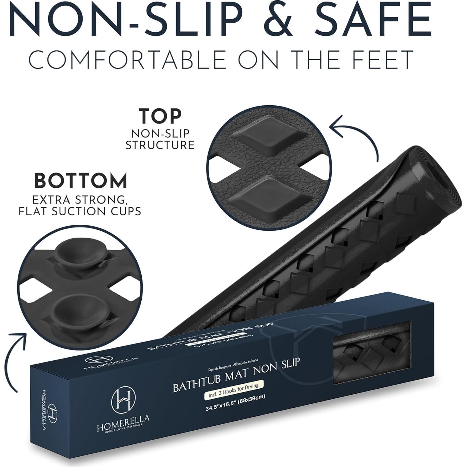 Alfombrilla de Baño Antideslizante Homerella 87.6x39.4cm Negra