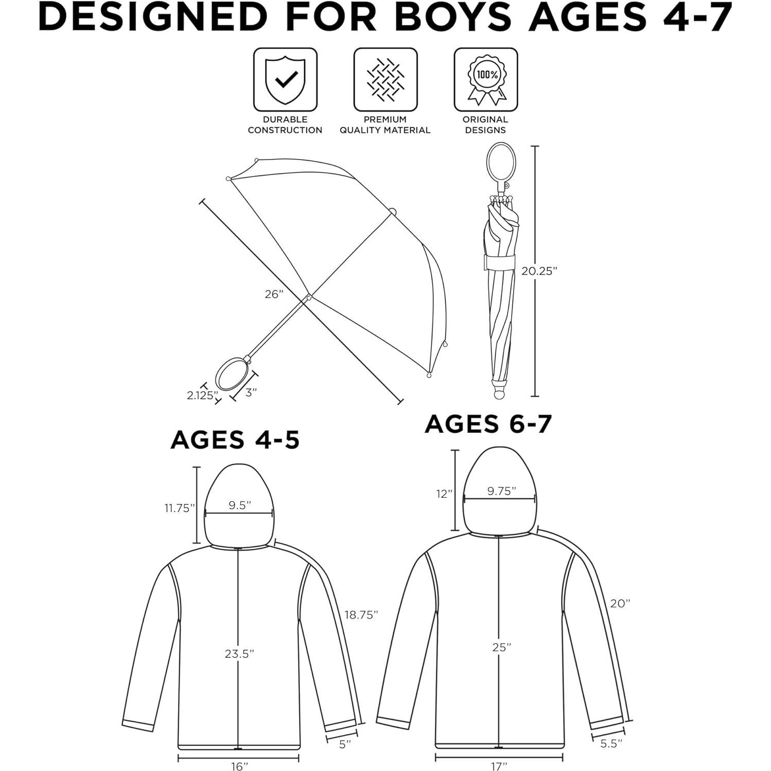 Conjunto Paraguas y Chubasquero DC Comics para Niños 2-7 Años