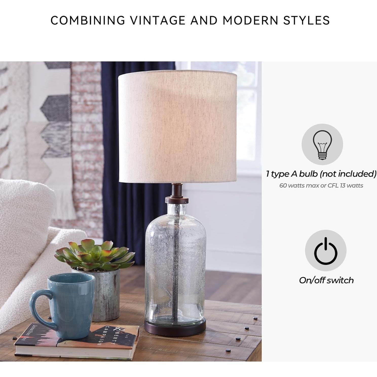 Lámpara de Mesa de Vidrio Sembrado Ashley 57.15 cm Bronce