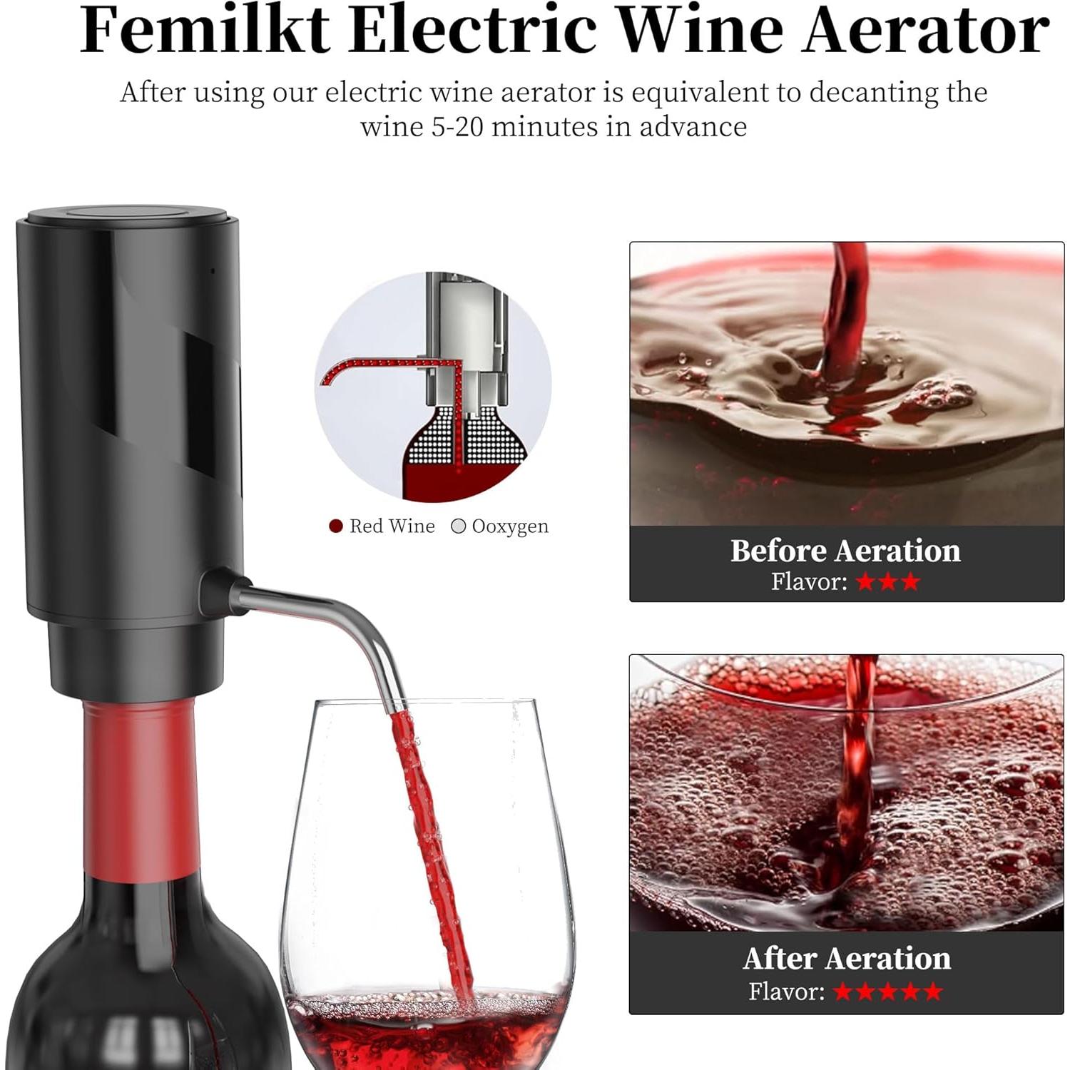 Aireador de Vino Eléctrico ZH-KD7 con Carga USB y Vertedor