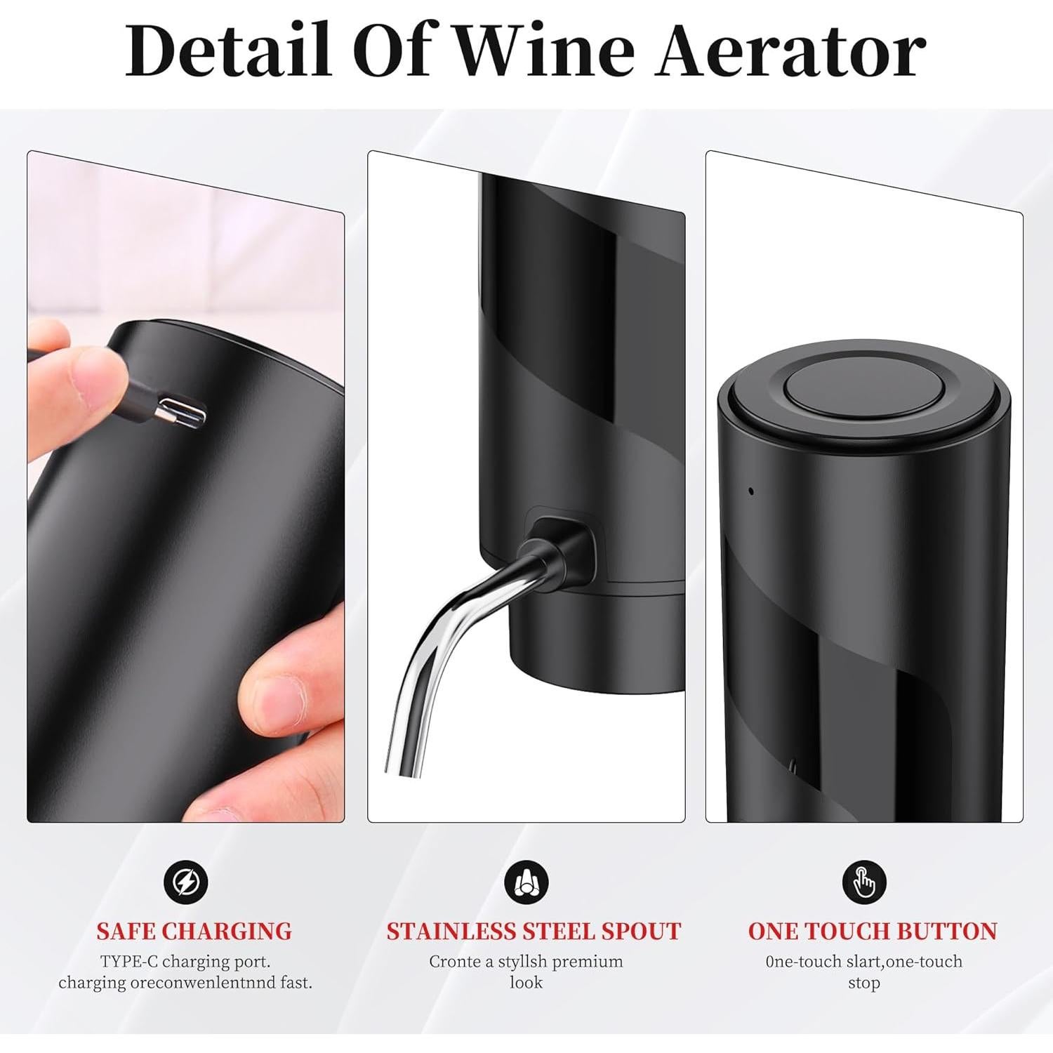 Aireador de Vino Eléctrico ZH-KD7 con Carga USB y Vertedor