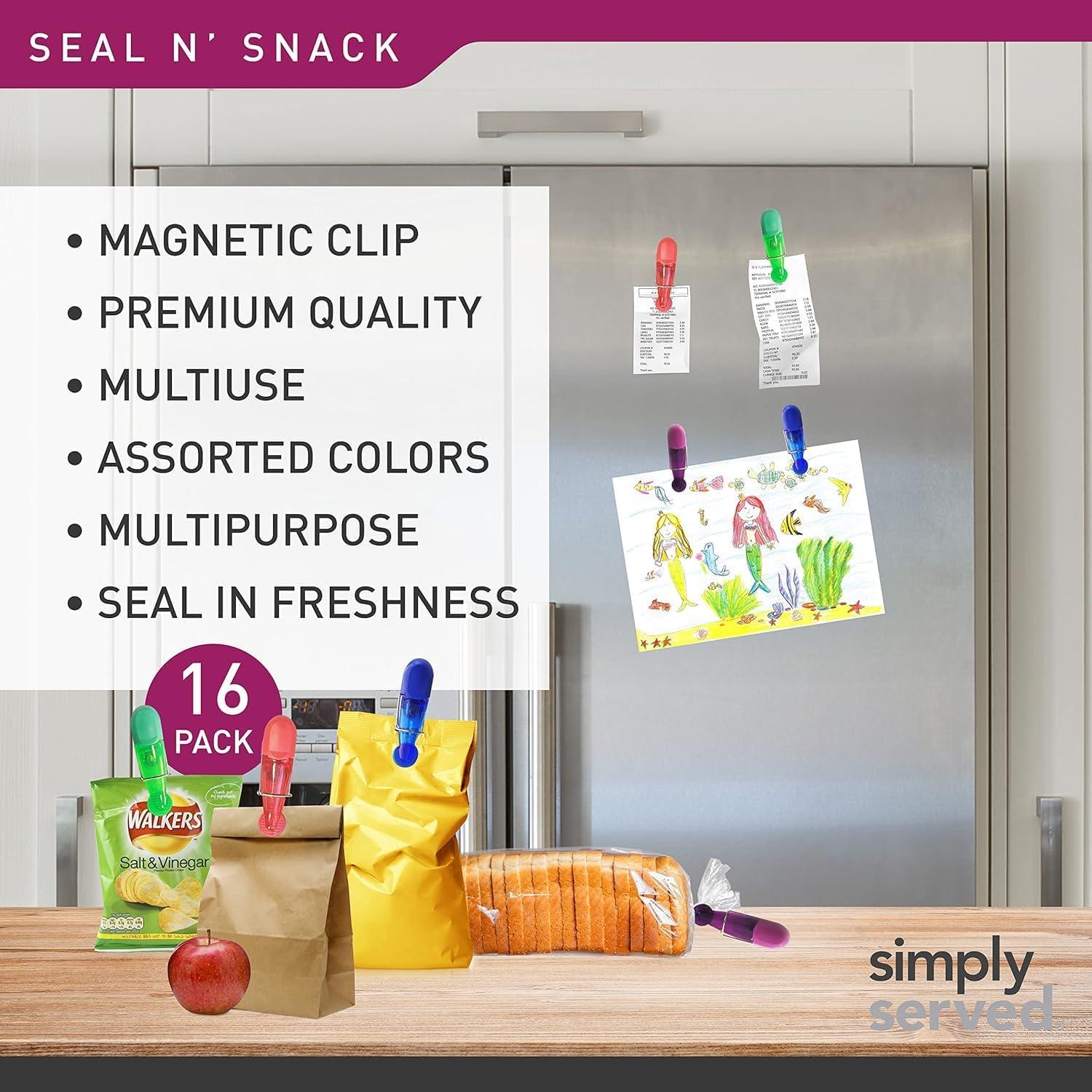 Magnetic Snack and Chip Clips, Assorted Colors, 16 Count