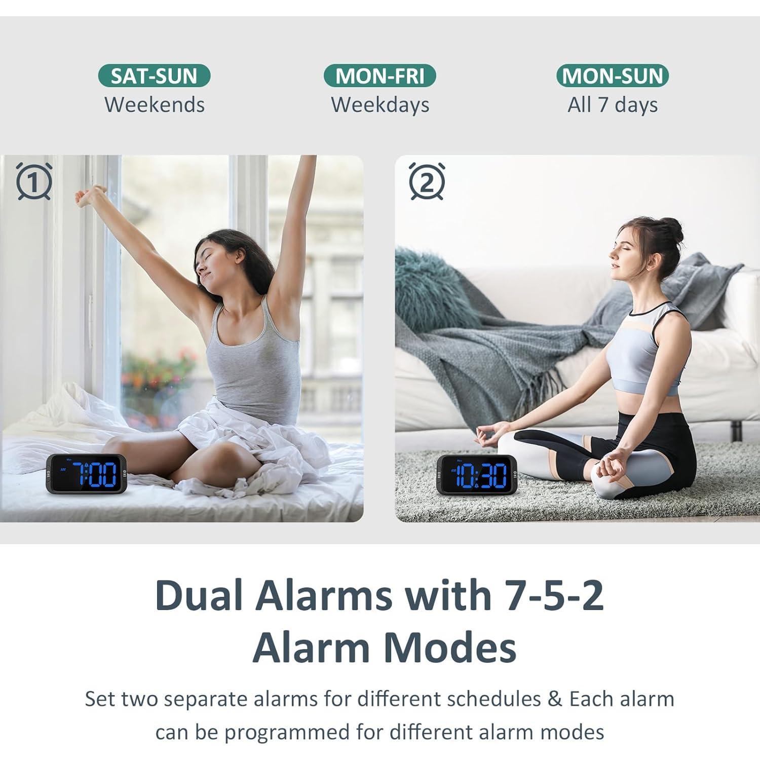 Reloj Despertador Digital Odokee UE-218 Azul con Cargador USB