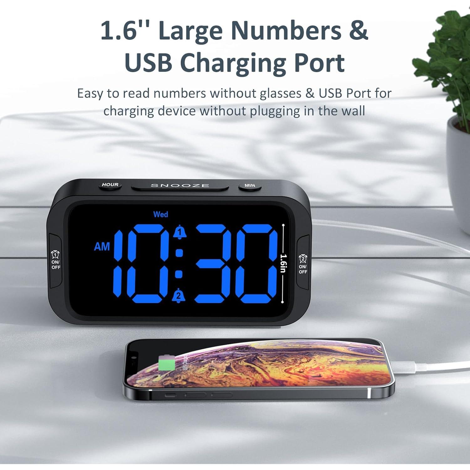 Reloj Despertador Digital Odokee UE-218 Azul con Cargador USB