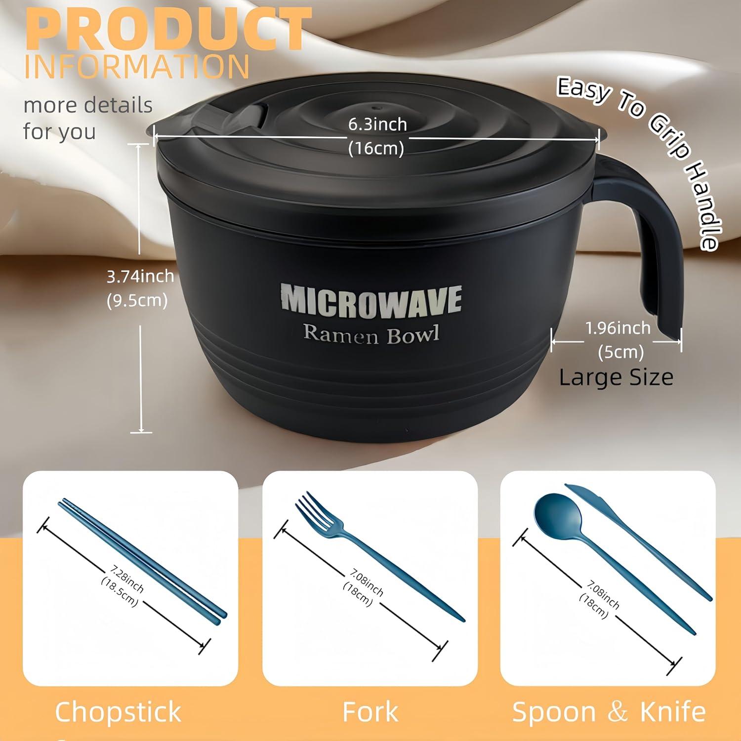 Tazón de Ramen Grande Layron 1.27 L Microondas Negro