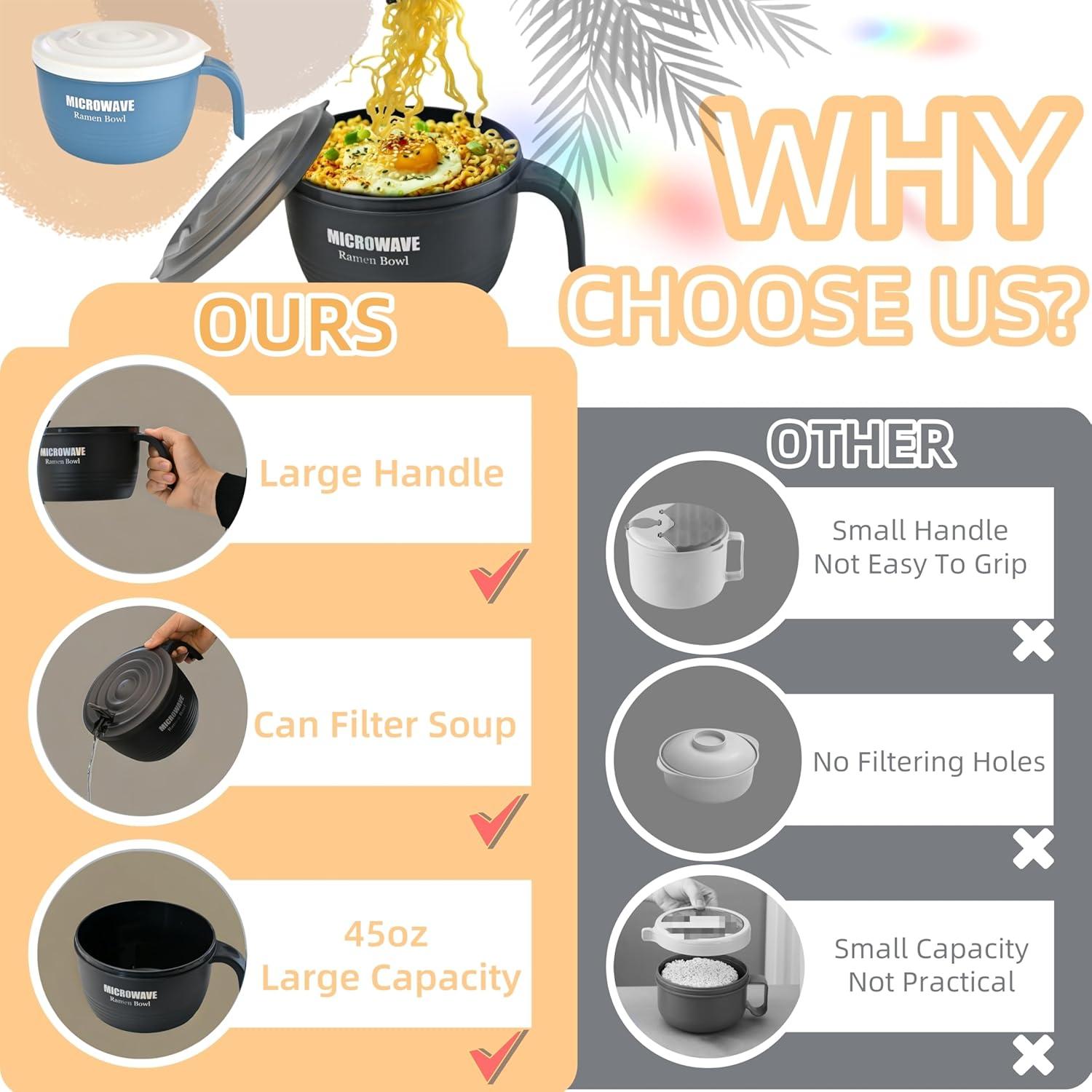 Tazón de Ramen Grande Layron 1.27 L Microondas Negro