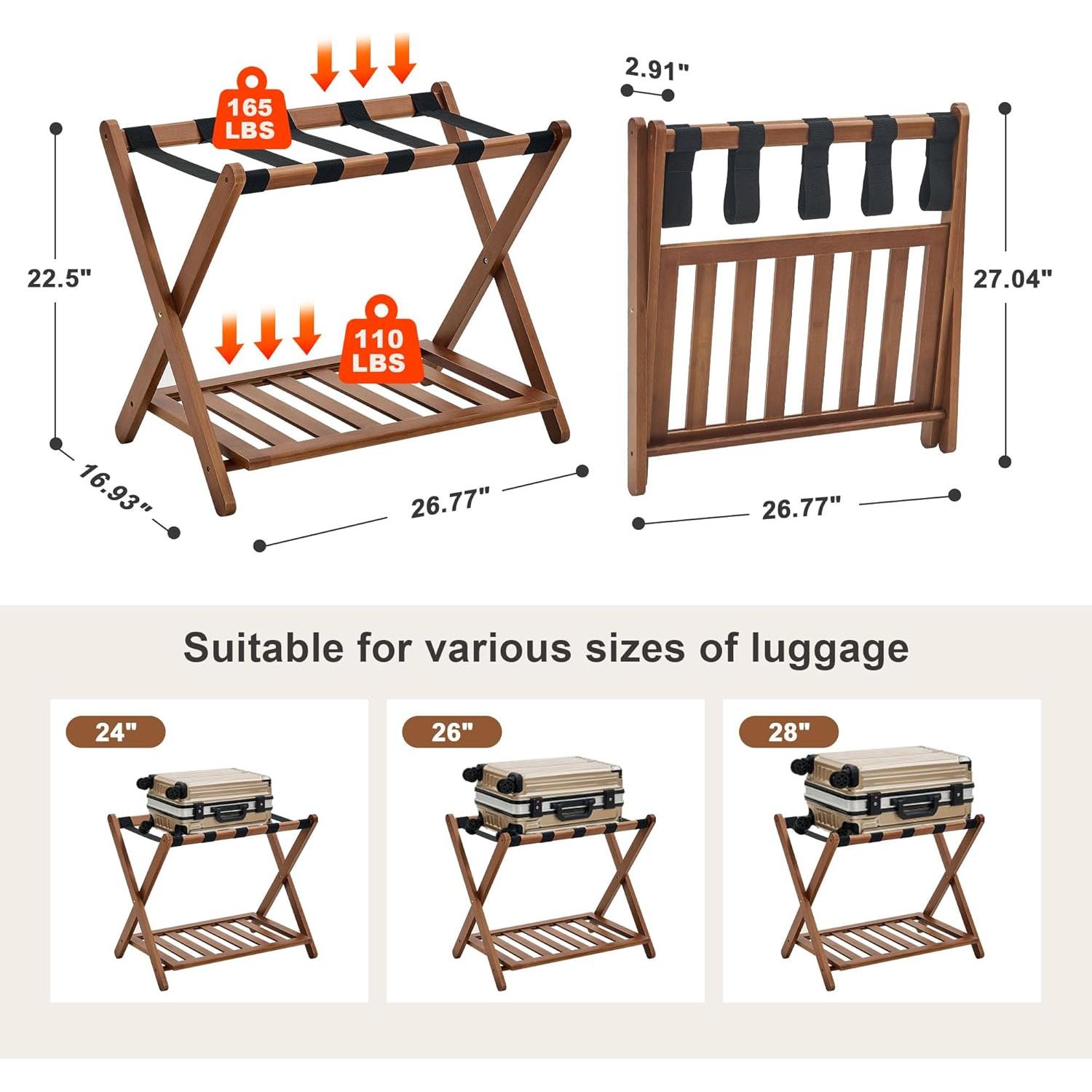 Soporte de Equipaje Plegable OAKVIVO de Bambú Nogal 1 Pcs