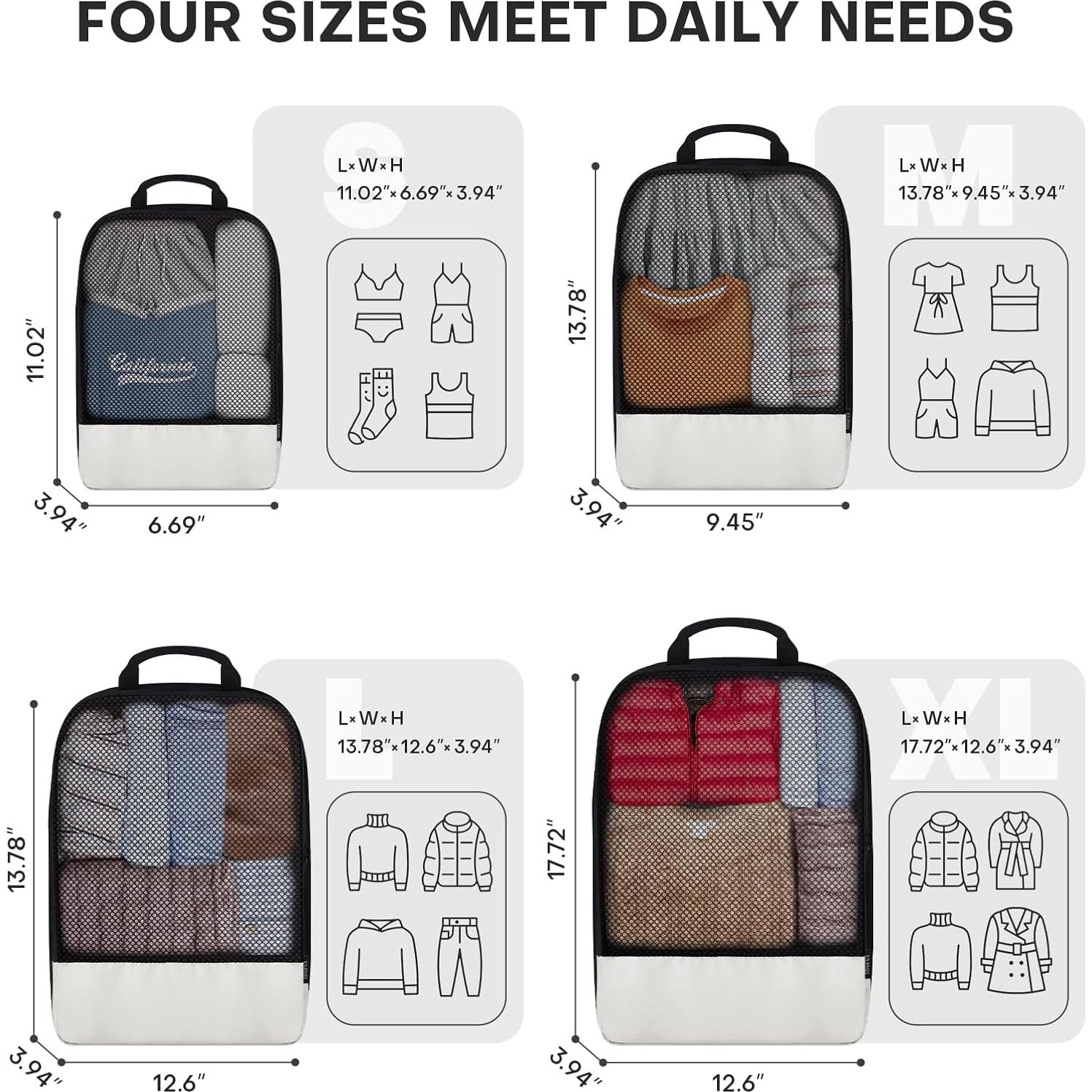 Set de 4 Cubos de Compresión SDGFUI para Viajes Beige