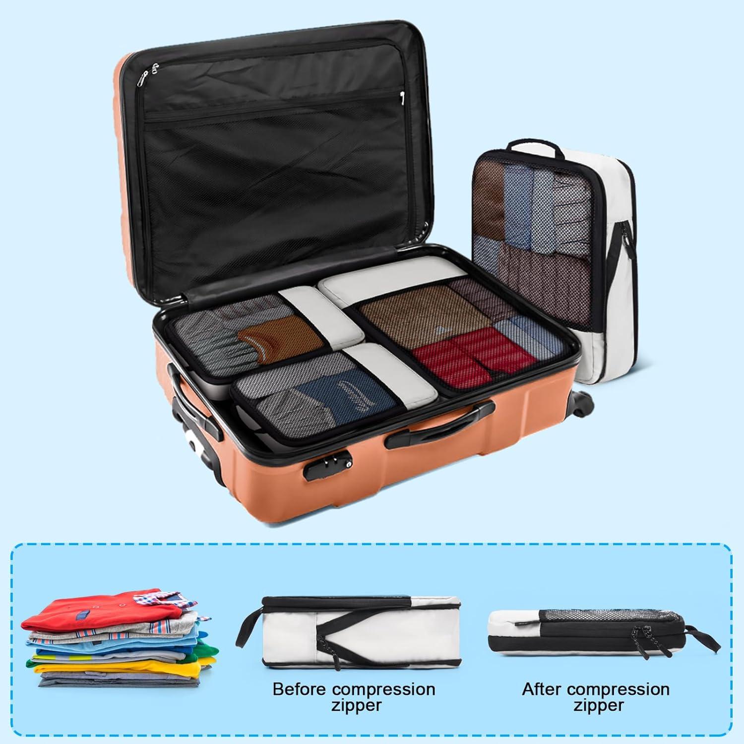 Set de 4 Cubos de Compresión SDGFUI para Viajes Beige