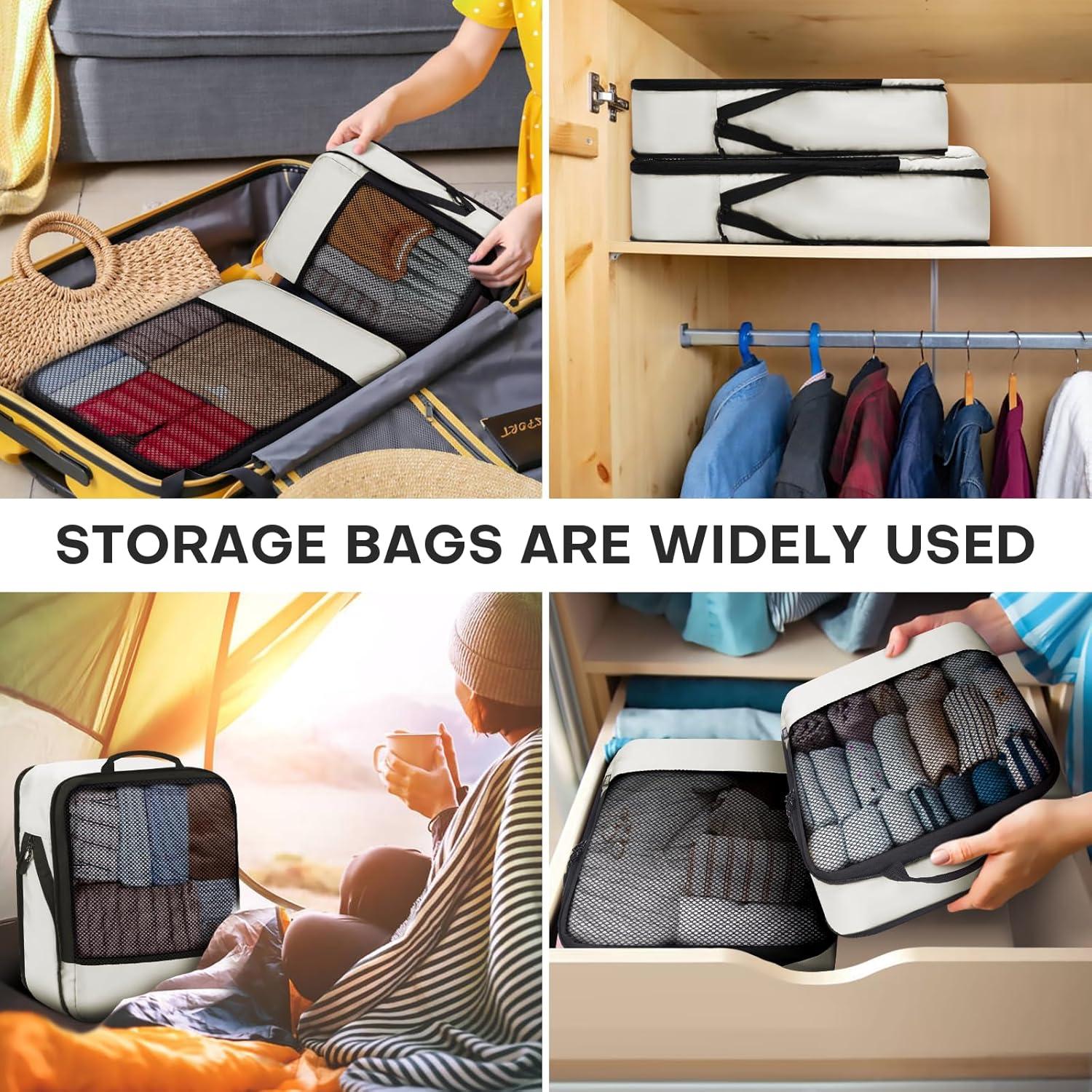 Set de 4 Cubos de Compresión SDGFUI para Viajes Beige