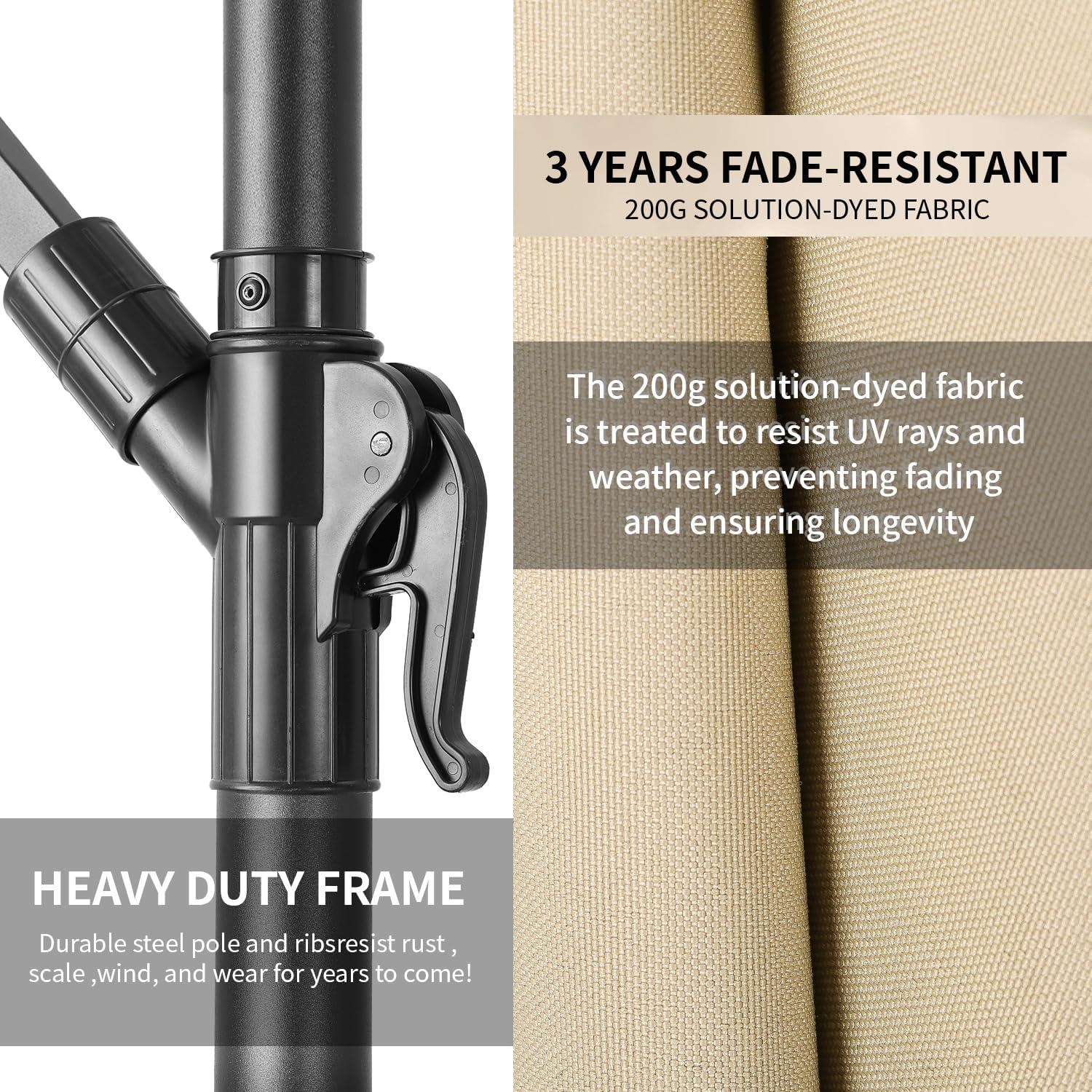 Sombrilla de Patio EchoSmile 3,05m Solar con 32 Luces LED