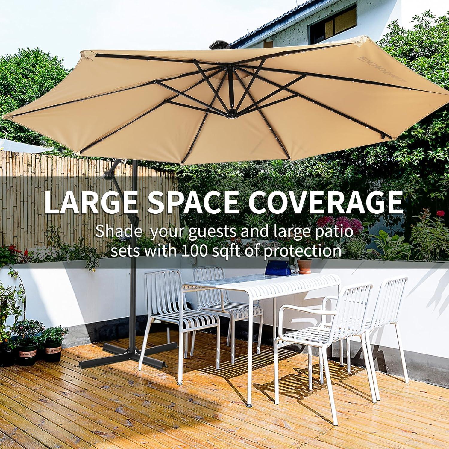 Sombrilla de Patio EchoSmile 3,05m Solar con 32 Luces LED