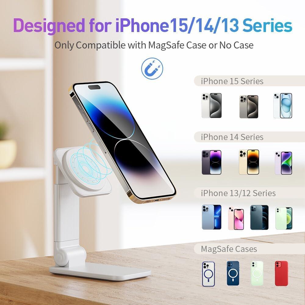Soporte Magnético Plegable iWALK para iPhone 12-15 - Blanco