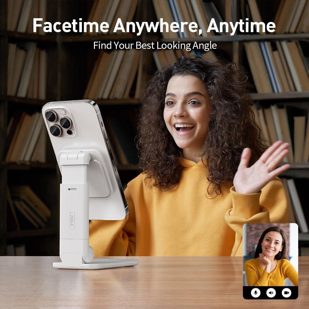 Soporte Magnético Plegable iWALK para iPhone 12-15 - Blanco