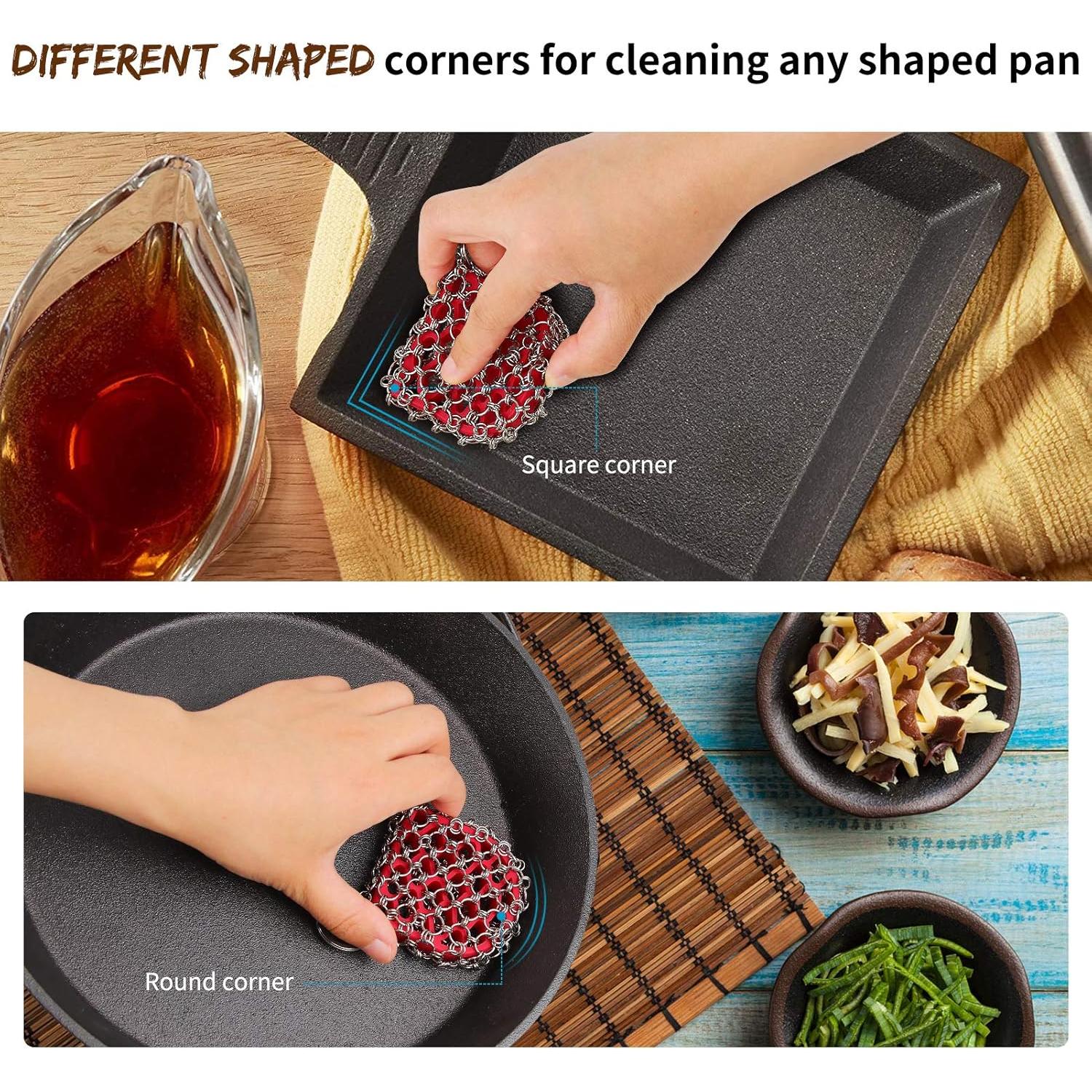 Kit de limpieza de hierro fundido Herda 4 piezas - Fregador y raspadores