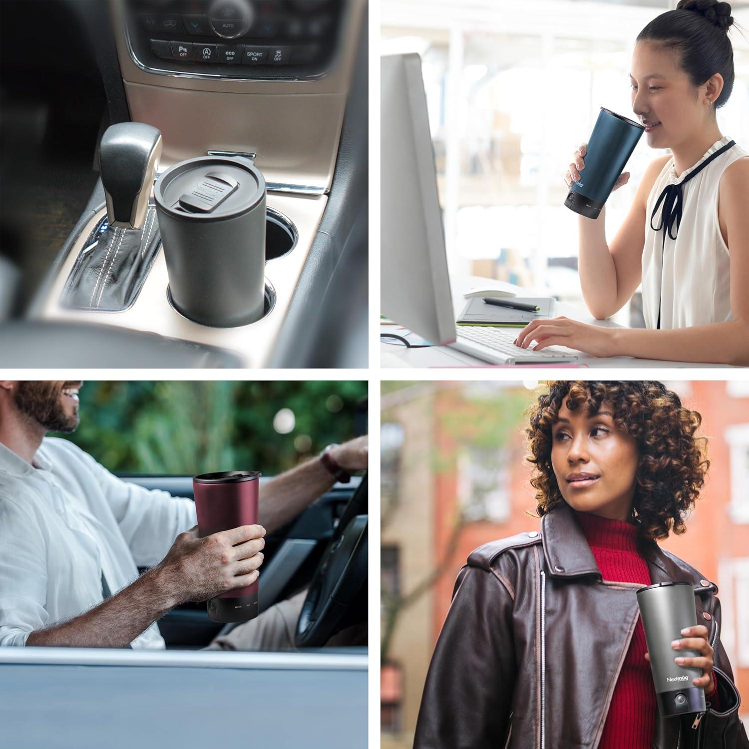 Taza de viaje autocalentable Nextmug Go 473 ml Burdeos