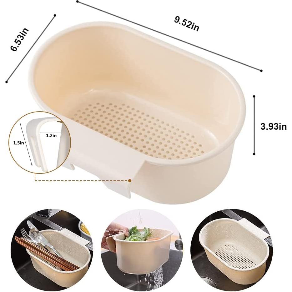 Canasta de desagüe para fregadero tchrules beige 24.2x16.6 cm