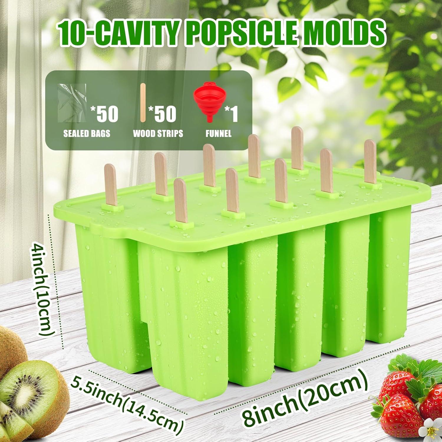 Molde de Paletas de Silicona Waybesty 10 Cavidades Verde