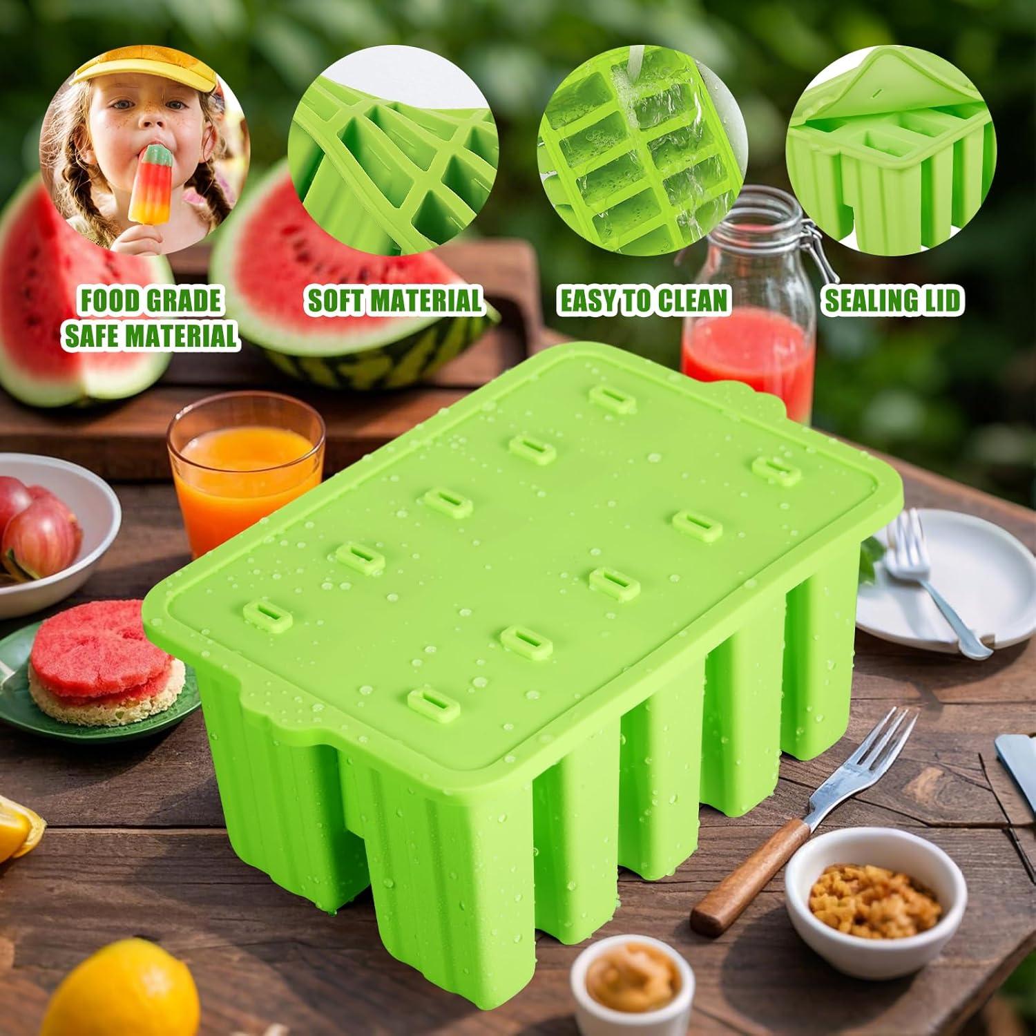 Molde de Paletas de Silicona Waybesty 10 Cavidades Verde