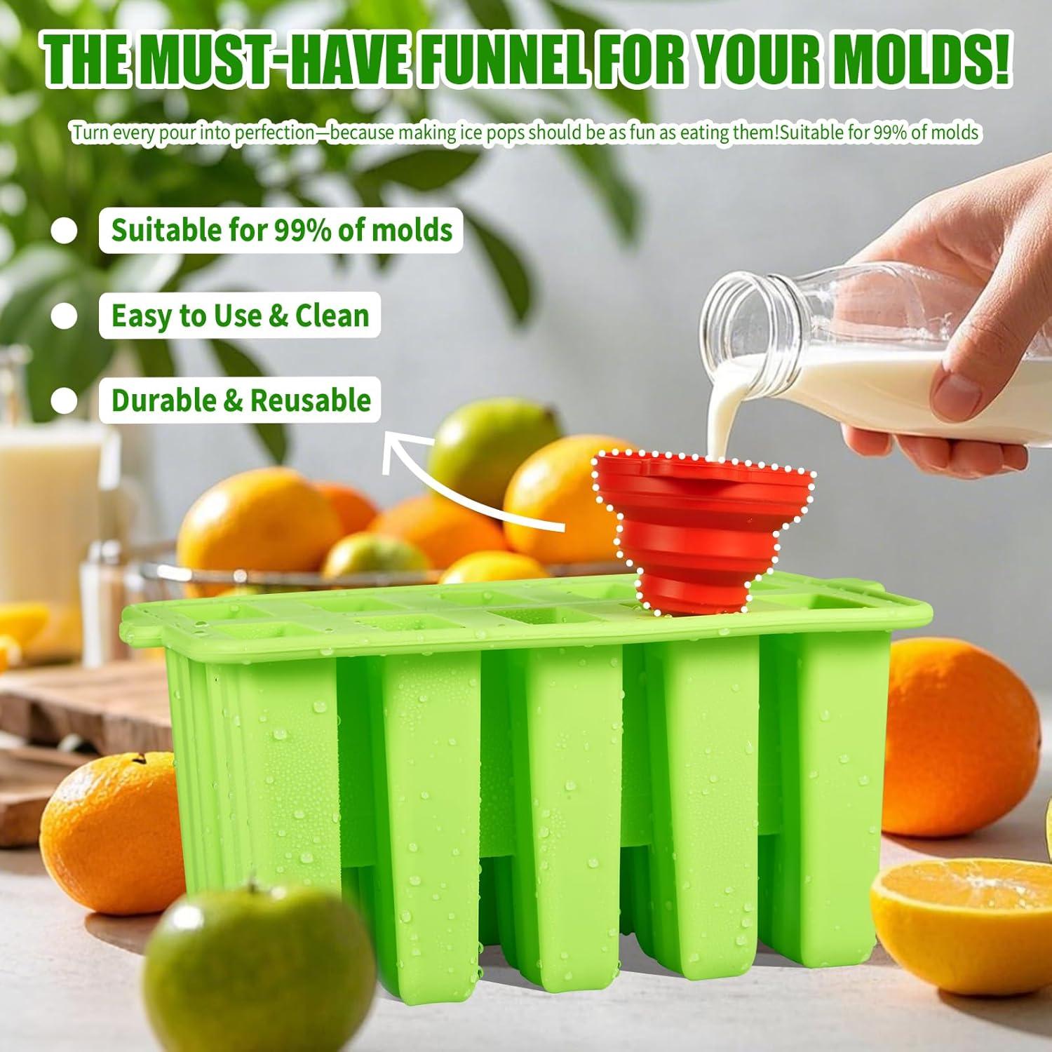 Molde de Paletas de Silicona Waybesty 10 Cavidades Verde